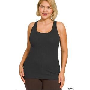 Zenana NWOT Black Racer Back Cotton Rib Tank Top Sizes 1X-3X